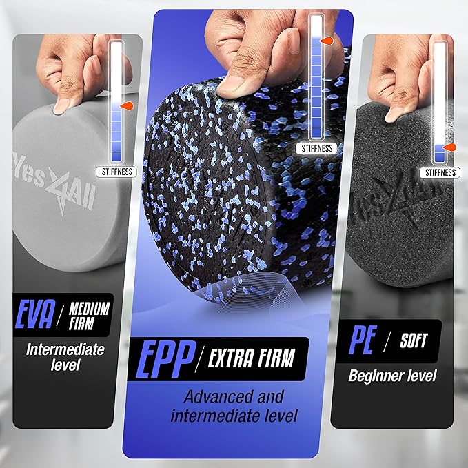 Yes4All High-Density EPP Round Back Roller Foam, Exercise Foam Roller for Yoga, Pilates & Stretching - 12, 18, 24, 36 inch