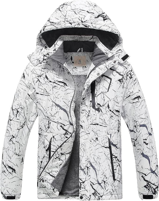 CREATMO US Men's Mountain Waterproof Ski Jacket - Windproof Snowboarding Warm Winter Coat Raincoat