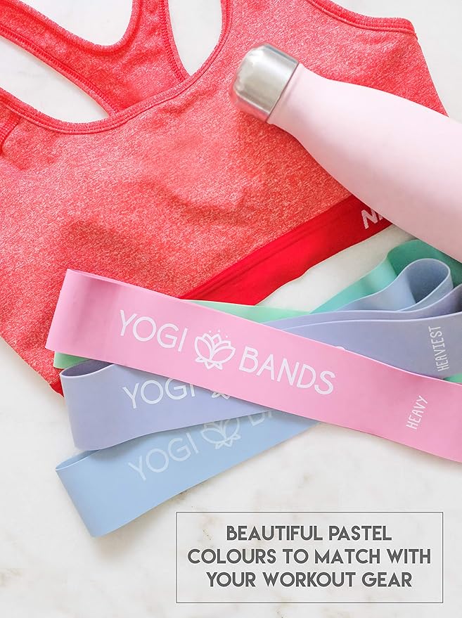 XNM Creations Yogi Bands - Loop Resistance Bands for Working Out, Fitness and Yoga Exercise β Set of 5 Pastel Exercise Bands