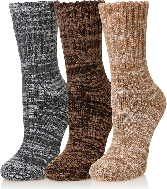 Merino Wool Boot Socks Thermal Winter Ski Thick Warm Hiking Socks for Women Men 3 Pairs