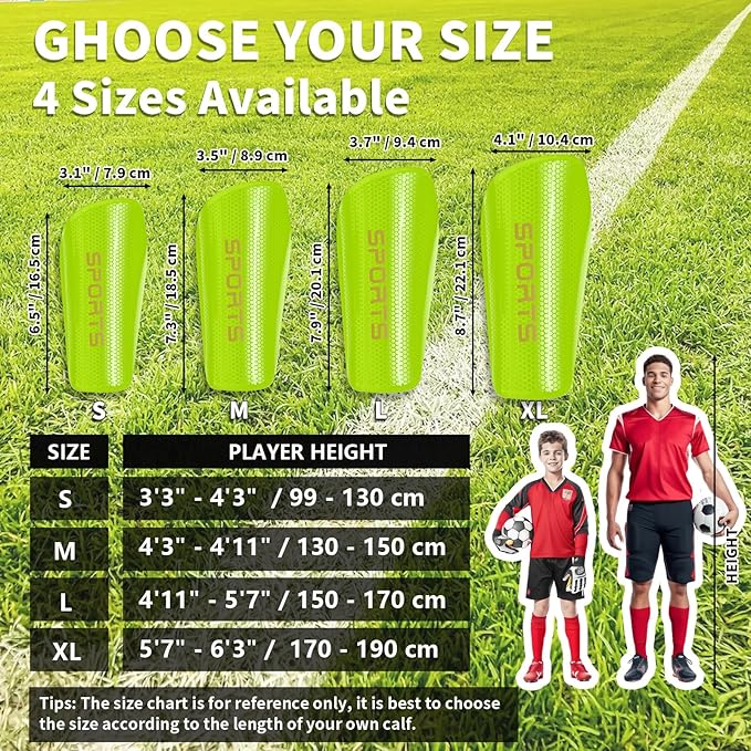 Soccer Shin Guards for Kids Youth Adults - Shin Pads and Sleeves with Optimized Insert Pocket for Boys Girls Men Women for Football Games - Protective Soccer Equipment