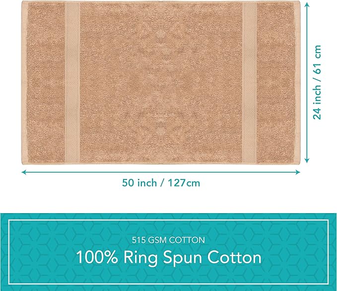 Pleasant Home Bath Towels Set of 6 (24” x 50”) 100% Cotton, 515 GSM | Lightweight, Soft & Absorbent Luxury Towels for Bathroom | for Gym, Pool & Spa | 6 Pack, Mocha