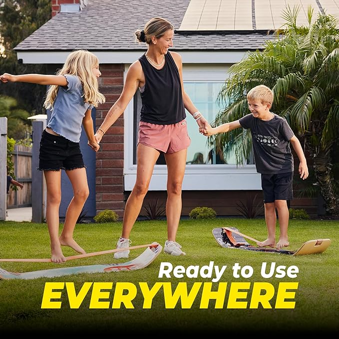 GIBBON SlackBoard - GiBoard Balance Board Kids & Adults - Slackline Balance Trainer - Slack Board Core Workout Equipment Home Gym Training - Standing Desk Exercise - Yoga, Agility, Pilates & More