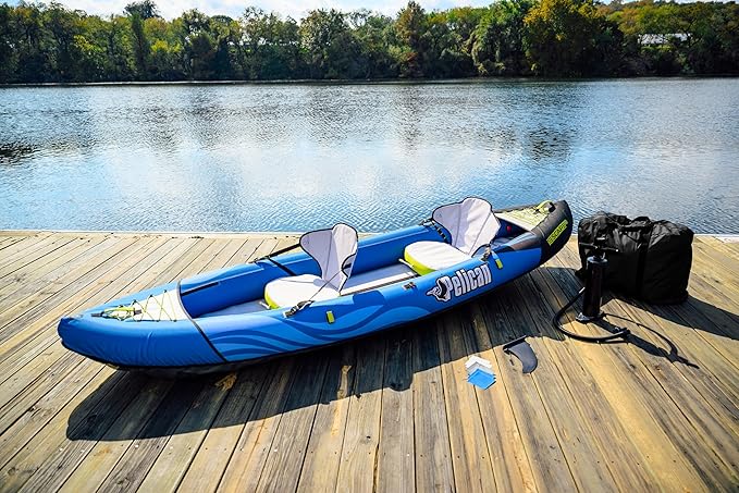 Pelican iESCAPE Inflatable Kayak - Recreational Kayak - Compact, Stable and Fun All in One - for 1 or 2 Person