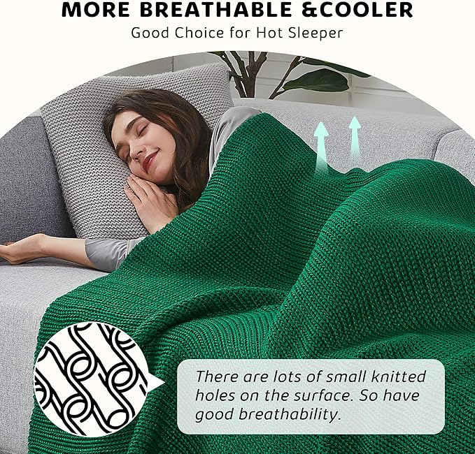 L'AGRATY Knitted Weighted Blanket - 60"x80" 15lbs Cooling Chunky Knit Heavy Blanket for Adults Braided Crochet Throw Thick Cable Yarn Knit Decorative No Beads Evenly Weighted Machine Washable