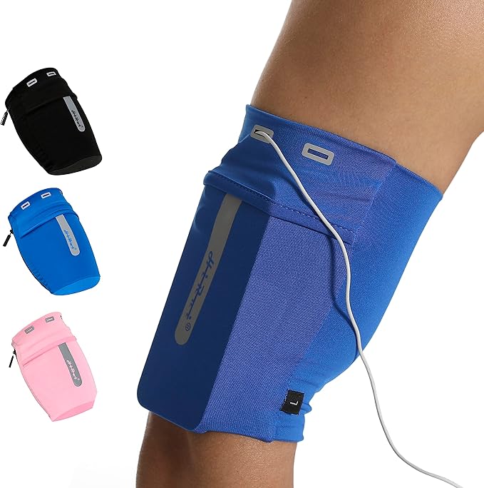 HiRui Running Armband Sleeve Universal Sports Armband Cell Phone Holder Armband for Exercise Workout, Compatible with iPhone 16/15/14/13/Plus/Pro Samsung Galaxy All Phones (M, Blue)