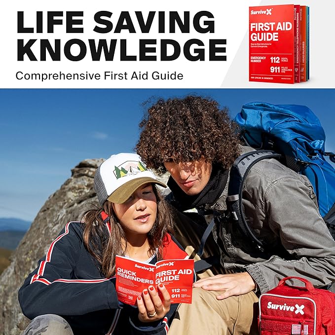 Small First Aid Kit for Car, Travel & Home - Emergency Kit for Hiking, Camping, Backpacking and Outdoors - Includes Zip Stitch Wound Closure Strips