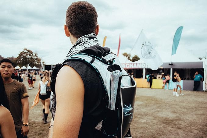 RAVERUNNER® Anti-Theft Hydration Backpack | Festival Approved Rave Backpack for Concert Goers, Leak-Free Festival Water Backpack for EDC, Rave Hydration Pack