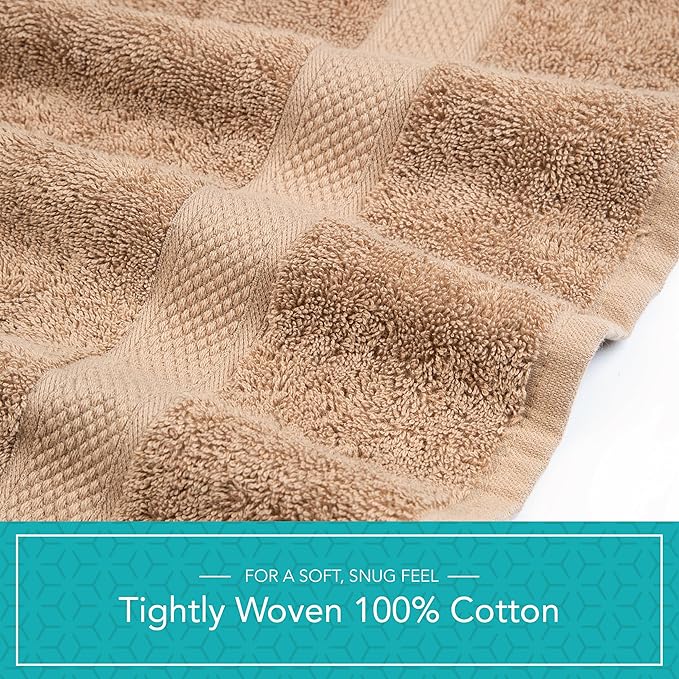 Pleasant Home Bath Towels Set of 6 (24” x 50”) 100% Cotton, 515 GSM | Lightweight, Soft & Absorbent Luxury Towels for Bathroom | for Gym, Pool & Spa | 6 Pack, Mocha