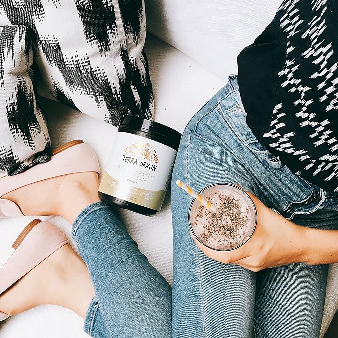 TERRA ORIGIN Collagen Peptides Powder | Bone Broth Hydrolized Collagen Type I and III Protein Supplement | for Women and Men Hair, Skin, Nail and Joint Support | Chocolate (20 Servings)