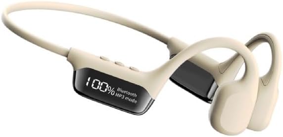 IHAO Swimming Headphones True Bone Conduction Open Ear Headset MP3 Player Built-in 32G Memory IP68 Underwater Waterproof Stereo Bluetooth Earphone for Driving Bicycling Running Skiing-White