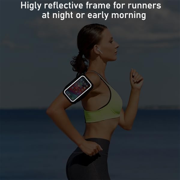 Phone Holder for Running-Arm Band for Running for iPhone & Samsung Galaxy, Cell Phone Armband Holder for Walking, Gym, Workout, Men, Women, w/Adjustable Strap&Zipper Pocket (Black Heather-M)