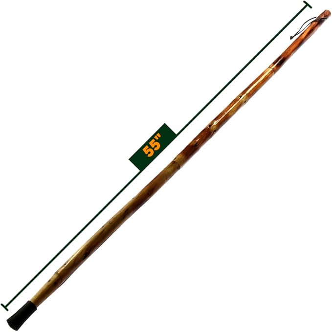 SE 3 Piece 55" Detachable Pine Wood Walking/Hiking Stick with Metal Tip, Reinforced Rubber Tip, and Water-Resistant Travel Pouch - Portable and Durable for Outdoor Adventures