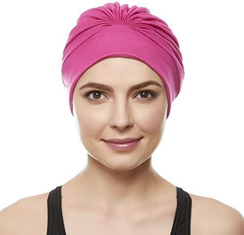 BEEMO Swim Caps for Women Swimming Turban Polyester Latex Lined Pleated for Ladies
