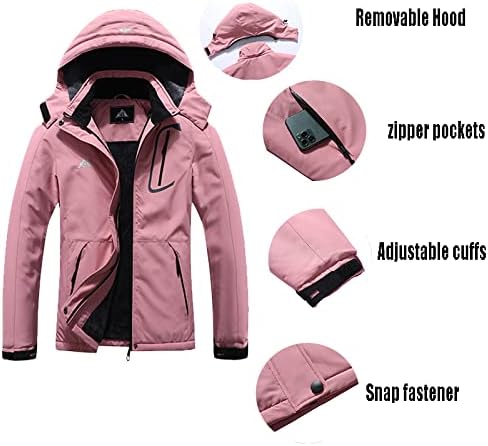 MOERDENG Women's Waterproof Ski Jacket Warm Winter Coat Outdoor Windbreaker Hiking Snowboarding Jacket