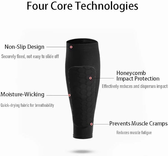 Shin Defender Shin Guards Kids 2 Pair, Shindefender Shin Guards Soccer, with Honeycomb Pads, for Soccer Kids Youth Adult