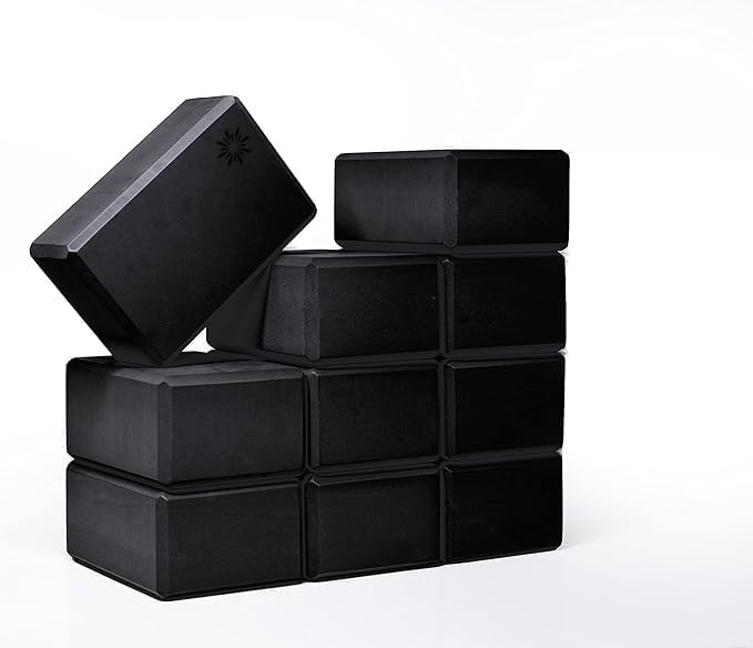 Sunshine Yoga 4" Yoga Block, 10 Pack Bulk EVA Foam Yoga Blocks, Firm and Supportive Yoga Brick, Balance Foam for Stretching, Pilates, and Workout, 4" x 6" x 9"