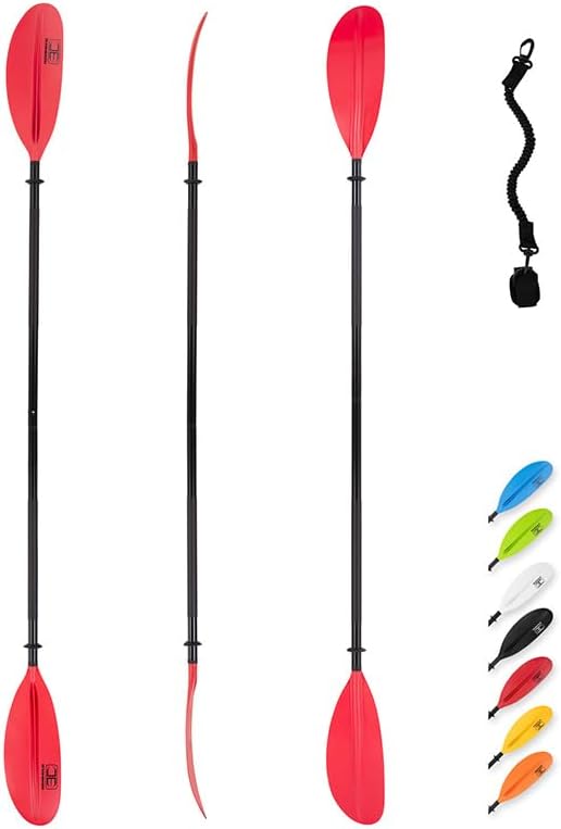 OCEANBROAD Kayak Paddle 86in/218cm, 90.5in/230cm, 95in/241cm Alloy Shaft Kayaking Boating Canoeing Oar with Paddle Leash