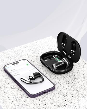 Open Ear Clip Wireless Earbuds Bone Conduction Headphones, Bluetooth 5.4, Open Ear Design for Running Fitness,office，Built-in Mic, IPX7 Waterproof, LED Display Charging Case,Ear Hooks Ear Buds