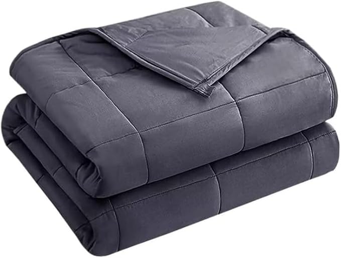 yescool Weighted Blanket for Adults (12 lbs, 48" x 72", Grey) Cooling Heavy Blanket for Sleeping Perfect for 110-130 lbs, Twin Size Breathable Blanket with Premium Glass Bead, Machine Washable