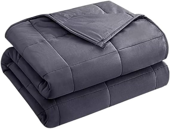 yescool Weighted Blanket for Adults (12 lbs, 60” x 80”, Grey) Cooling Heavy Blanket for Sleeping Perfect for 110-130 lbs, Queen Size Breathable Blanket with Premium Glass Bead, Machine Washable