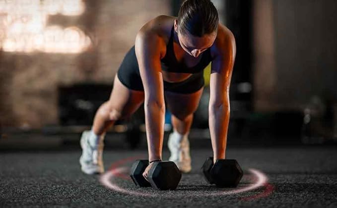 PAPABABE Hex Dumbbell Set 45-550 lb, Rubber Encased Home Gym Dumbbells, Weights Dumbbells for Women & Men, Hand Weight for Strength Training