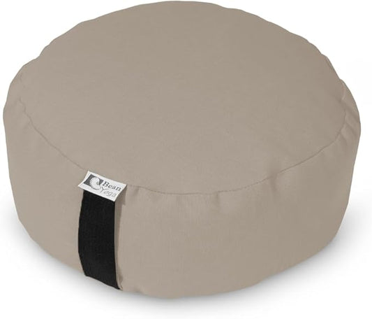 Bean Products Zafu Meditation Pillows for Sitting on Floor, Yoga Cushion, Cotton/Buckwheat Fill Yoga Pillow, Zafu Meditation Cushion, Zen Kneeling Prayer Pad- Made in USA - 14" Round - Natural