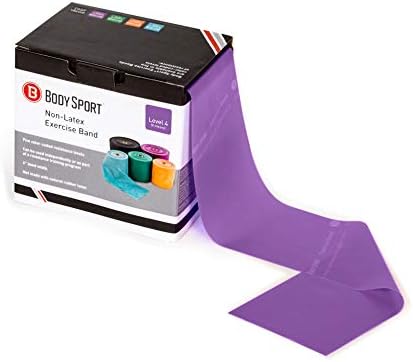 Body Sport Exercise Band, 50 yd. x 4 in. Roll, Extra Heavy Resistance - Home & Gym Fitness Equipment for Stretching, Strength Training & Physical Therapy (Purple)