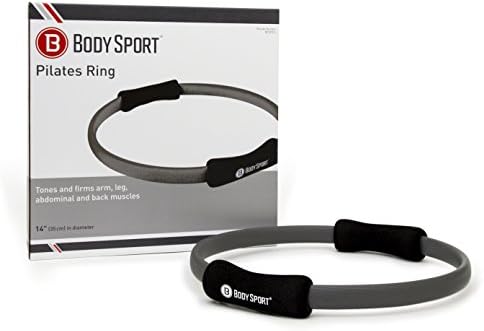 Body Sport Pilates Ring with Foam Padded Grips to Sculpt the Thighs, Core, Arms and More,Gray