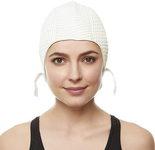 Beemo Swim Cap Women Chin Strap Bubble Crepe Latex Long Short Hair Swimming Caps