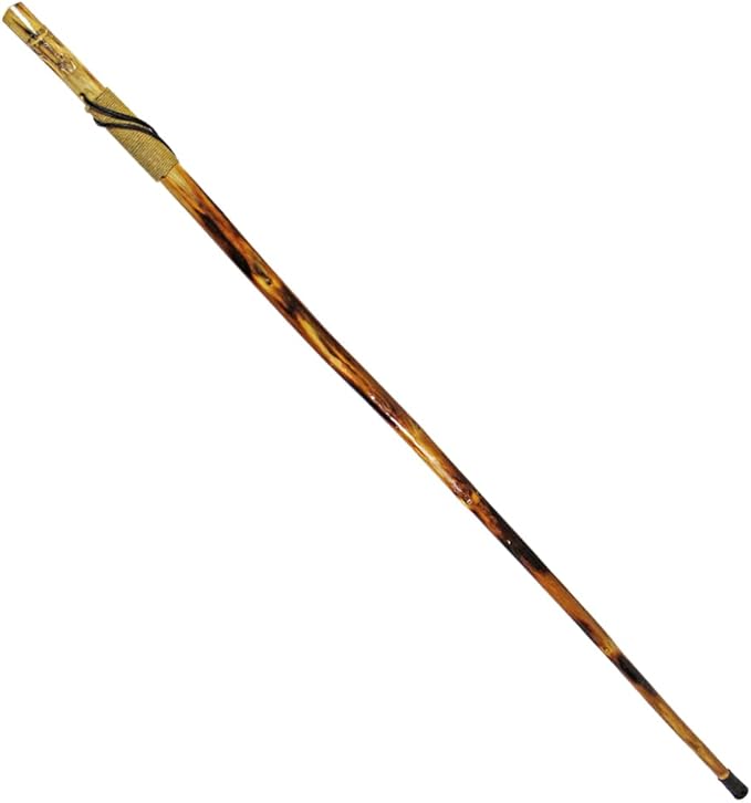 SE Survivor Series 55" Hand Carved Wolf Hiking Stick, Weatherproof, Rope Wrapped, Metal Tip - WS626-55RW