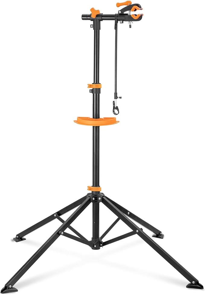 teraysun Bike Repair Stand (Max 66lbs/30kg) - Foldable Workstand with Magnetic Tool Tray (24.5x13cm), 360° Rotatable Head, GS Certified for 20-29" Mountain/Road Bikes