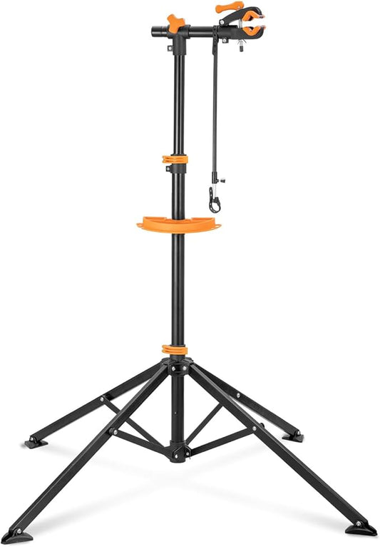 teraysun Bike Repair Stand (Max 66lbs/30kg) - Foldable Workstand with Magnetic Tool Tray (24.5x13cm), 360° Rotatable Head, GS Certified for 20-29" Mountain/Road Bikes