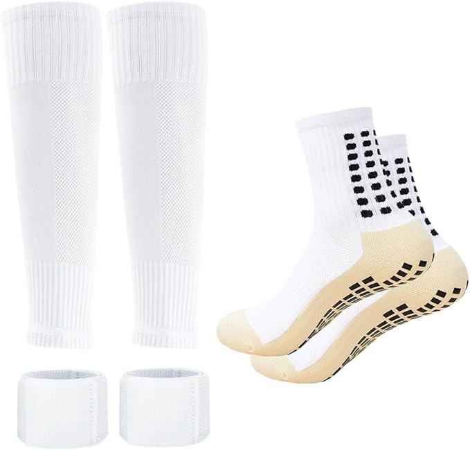 Men's Soccer Non Skid Ball Socks Anti Slip Grip Non Slip Socks, Shin Guard Sleeves, With Or Without Guard Straps for Football