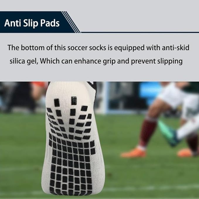 2 Set Anti-Slip Grip Soccer Socks with Shin Guard Sleeves, Sports Athletic Socks for Men Women