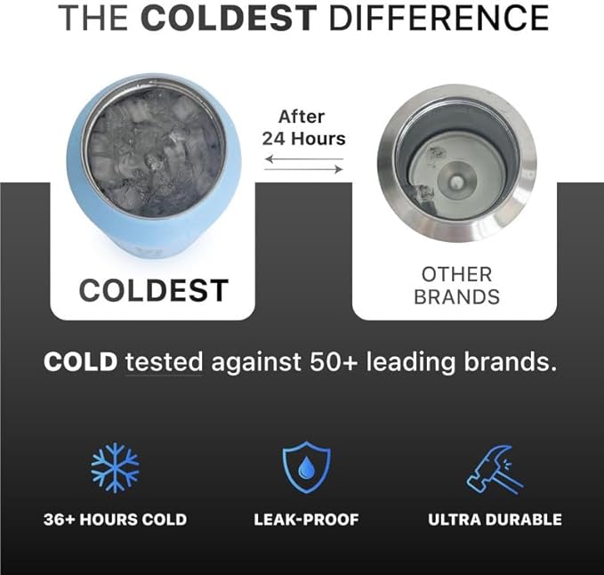 Coldest Insulated Water Bottle with Straw Lid - Stainless Steel Metal Insulated Bottle for Men & Women (Rose Gold Glitter, 18 oz)