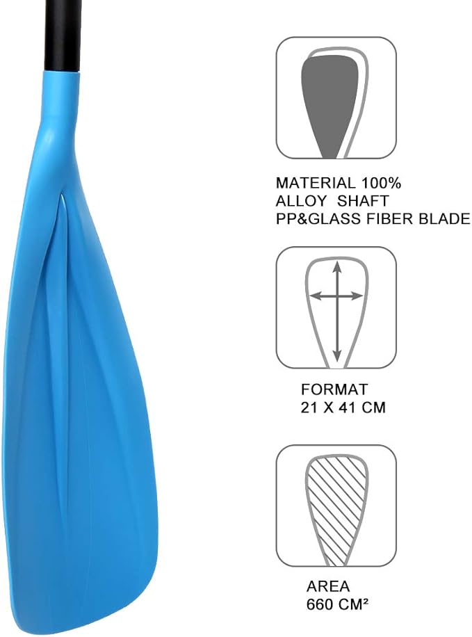 SUP Paddle - 3-Piece Adjustable Aluminium SUP Paddle with Glass Fiber Blade for Surfing, Floating, Water Sports