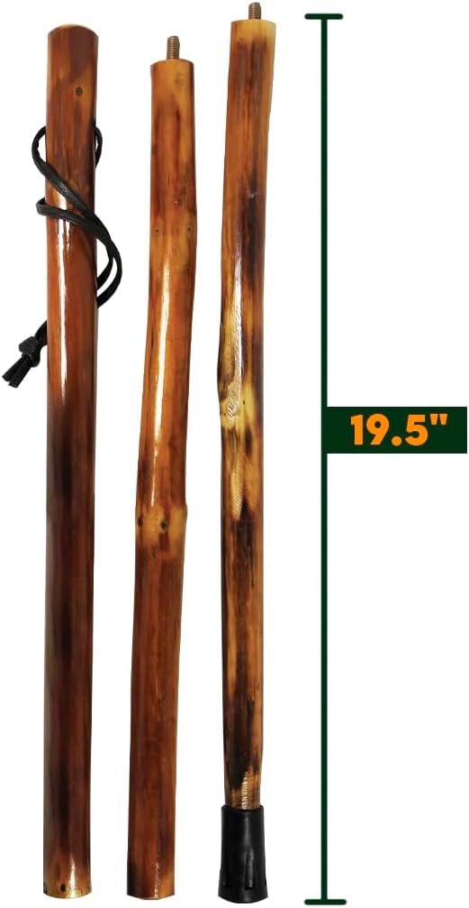 SE 3 Piece 55" Detachable Pine Wood Walking/Hiking Stick with Metal Tip, Reinforced Rubber Tip, and Water-Resistant Travel Pouch - Portable and Durable for Outdoor Adventures