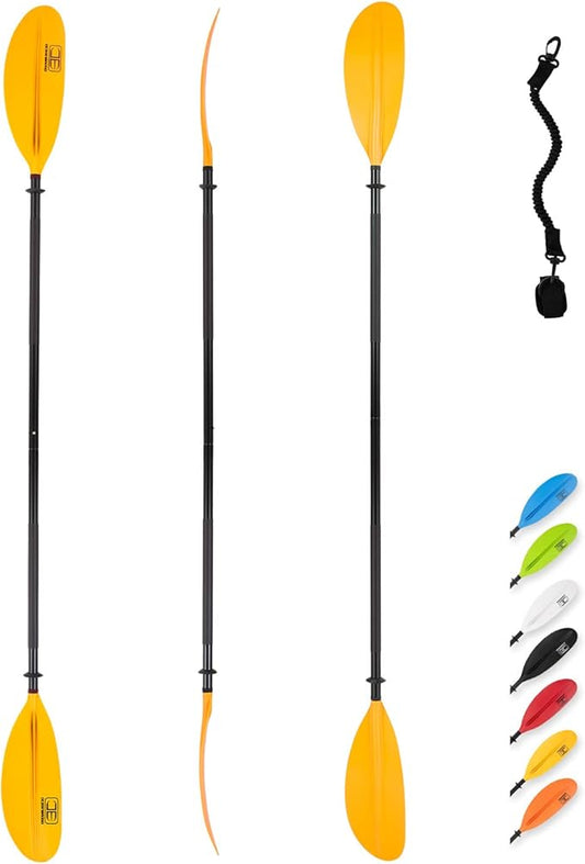 OCEANBROAD Kayak Paddle 86in/218cm, 90.5in/230cm, 95in/241cm Alloy Shaft Kayaking Boating Canoeing Oar with Paddle Leash
