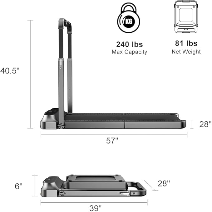 WALKINGPAD R Series Folding Treadmill, 2 in 1 Walking Pad Under Desk Treadmill for Home and Office, Compact Foldable Design with App Control and LED Display, Spacious Belt for Walking or Running