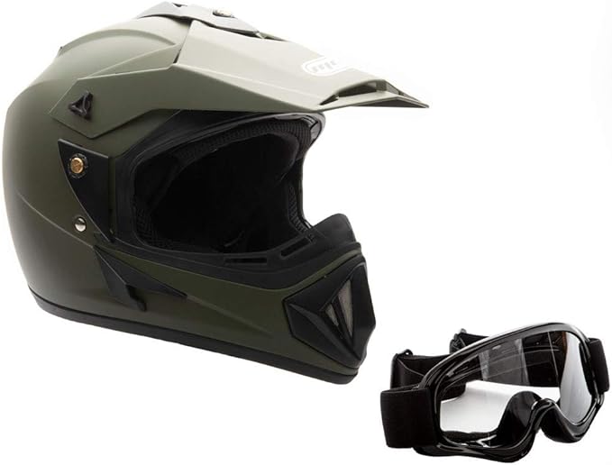 MMG Adult Motorcycle Off Road Helmet DOT - MX ATV Dirt Bike Motocross UTV - with Goggles