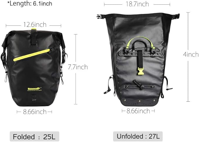Rhinowalk Bike Bag Waterproof Bike Pannier Bag for Bicycle Cargo Rack Saddle Bag Shoulder Bag Laptop Pannier Rack Bicycle Bag Professional Cycling Accessories