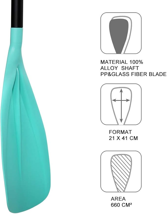 SUP Paddle - 3-Piece Adjustable Aluminium SUP Paddle with Glass Fiber Blade for Surfing, Floating, Water Sports
