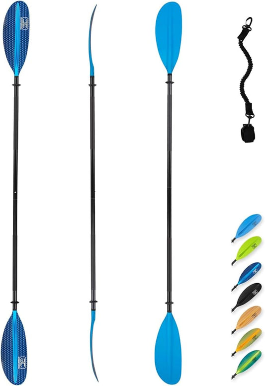 OCEANBROAD Kayak Paddle 86in/218cm, 90.5in/230cm, 95in/241cm Alloy Shaft Kayaking Boating Canoeing Oar with Paddle Leash