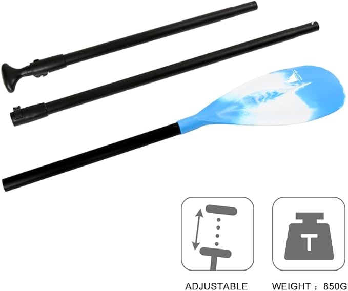 SUP Paddle - 3-Piece Adjustable Aluminium SUP Paddle with Glass Fiber Blade for Surfing, Floating, Water Sports
