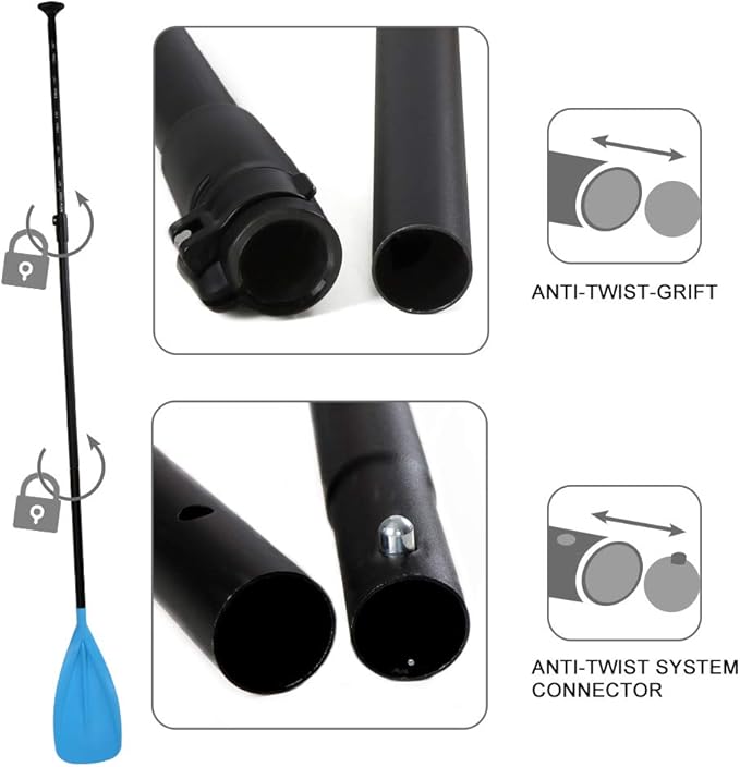 SUP Paddle - 3-Piece Adjustable Aluminium SUP Paddle with Glass Fiber Blade for Surfing, Floating, Water Sports