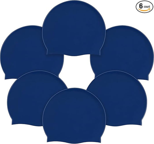 Syhood 6 Pieces Unisex Adult Silicone Swim Cap Waterproof Swimming Hat Non Slip Pool Hat Elastic Silicone Cap for Long and Short Hair