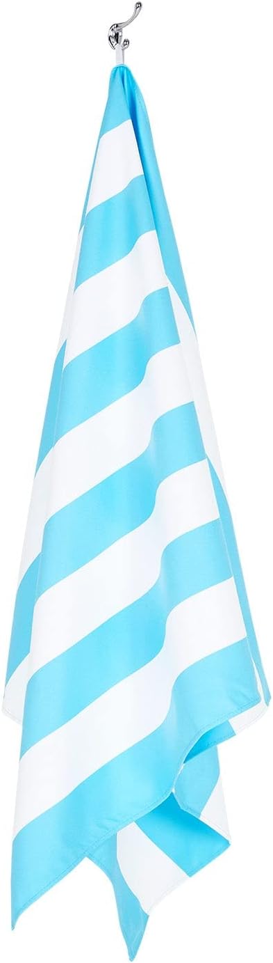 Dock & Bay Beach Towel - Quick Dry, Sand Free - Compact, Lightweight - 100% Recycled - Includes Bag - Cabana Light - Tulum Blue - Large (160x90cm, 63x35)