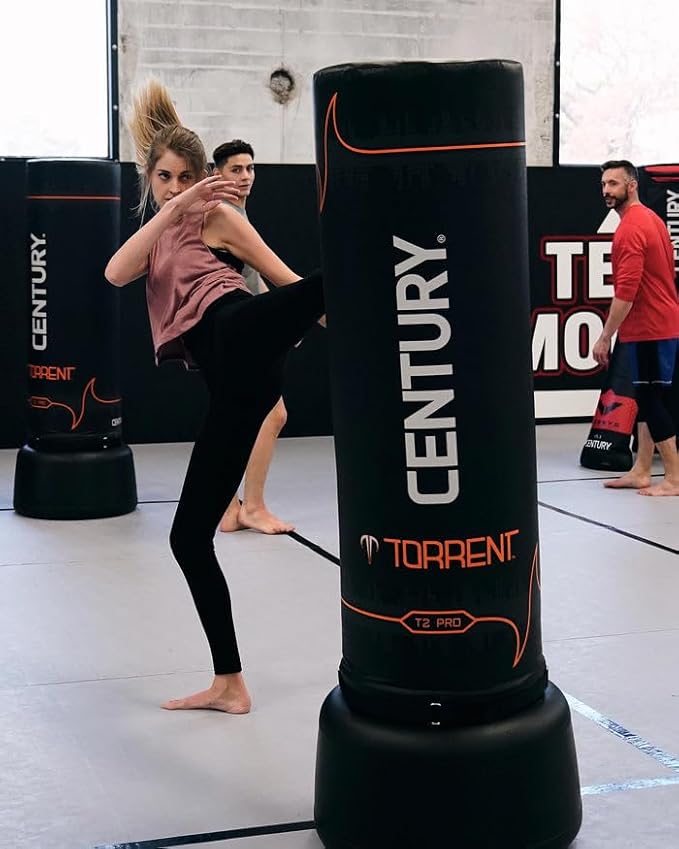 Century Torrent Freestanding Punching Bags - T1 or T2 Options | Black Free Standing Training Heavy Bag | Ideal for Martial Arts, Boxing, Kickboxing and Cardio Workouts | Designed for Men and Women