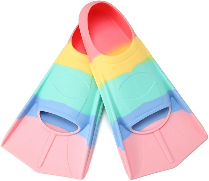 Kids Swim Fins,Short Kids Fins Youth Swimming Flippers for Lap Swimming Training for Children Girls Boys Beginners